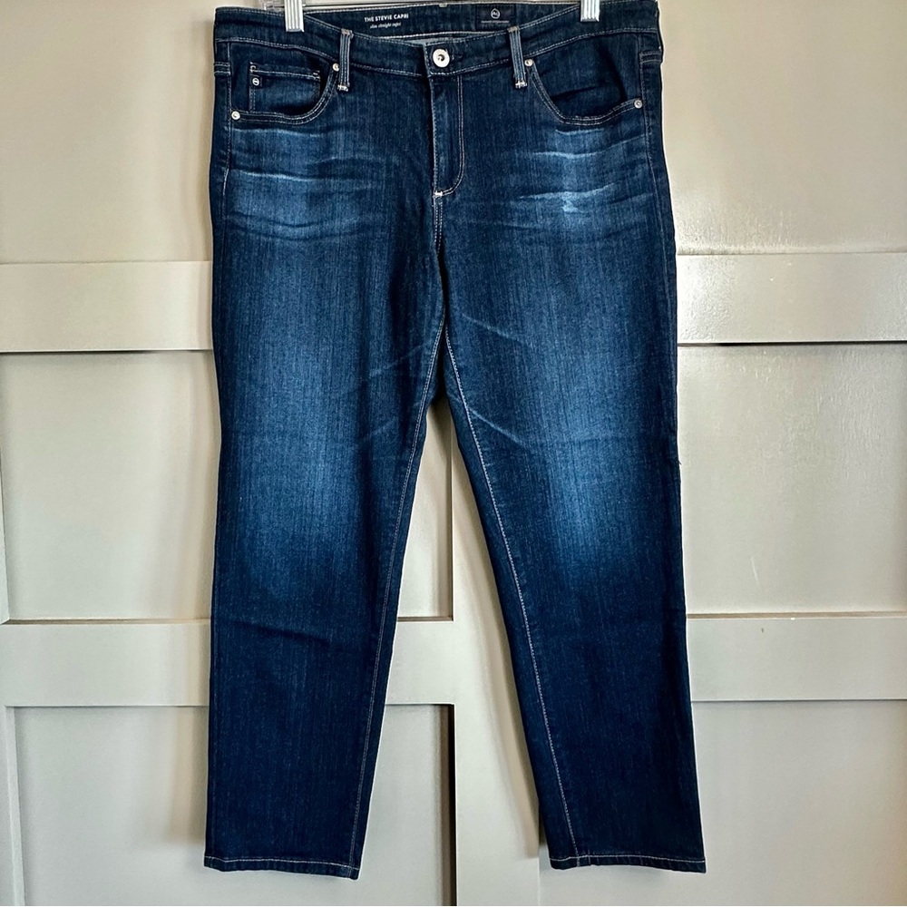 AG Adriano Goldschmied Jeans Blue Stevie Ankle Slim Straight MidRise Women’s 31